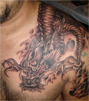 Japanese Dragon Head Shoulder Tats